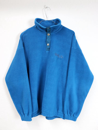 Vintage 80er 90er FILA Magic Line Fleecepullover Stehkragen blau Stickerei 48 M
