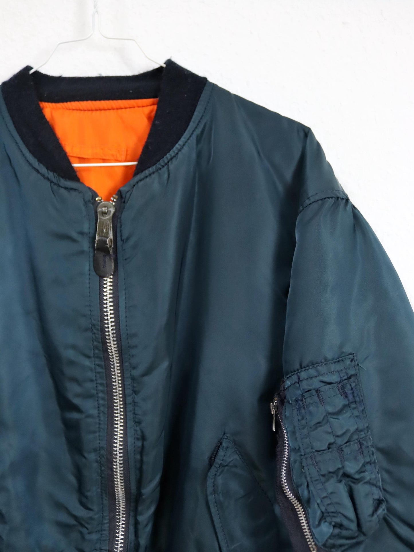 Vintage 80er 90er Bomberjacke Fliegerjacke Wendejacke petrol blau orange L