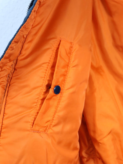 Vintage 80er 90er Bomberjacke Fliegerjacke Wendejacke petrol blau orange L