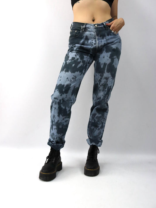 Vintage 80er 90er WEECK 510 BLUE JEANS blaue acid wash Jeans mit hoher Knopfreihe 40
