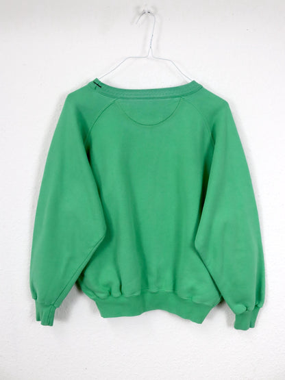 Vintage 80er 90er BEST COMPANY Sweatshirt Pullover Crewneck Print grün lila XS