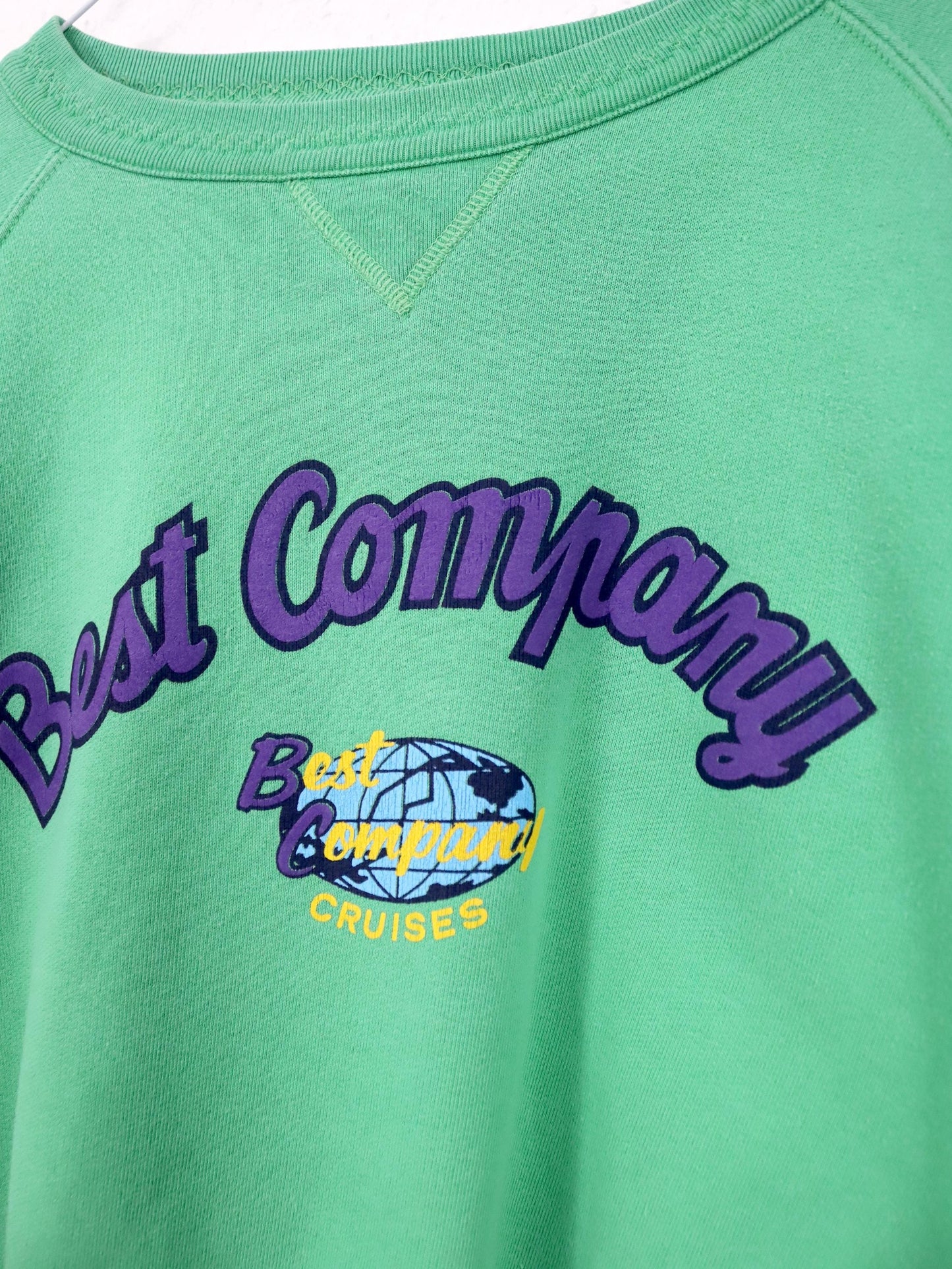 Vintage 80er 90er BEST COMPANY Sweatshirt Pullover Crewneck Print grün lila XS