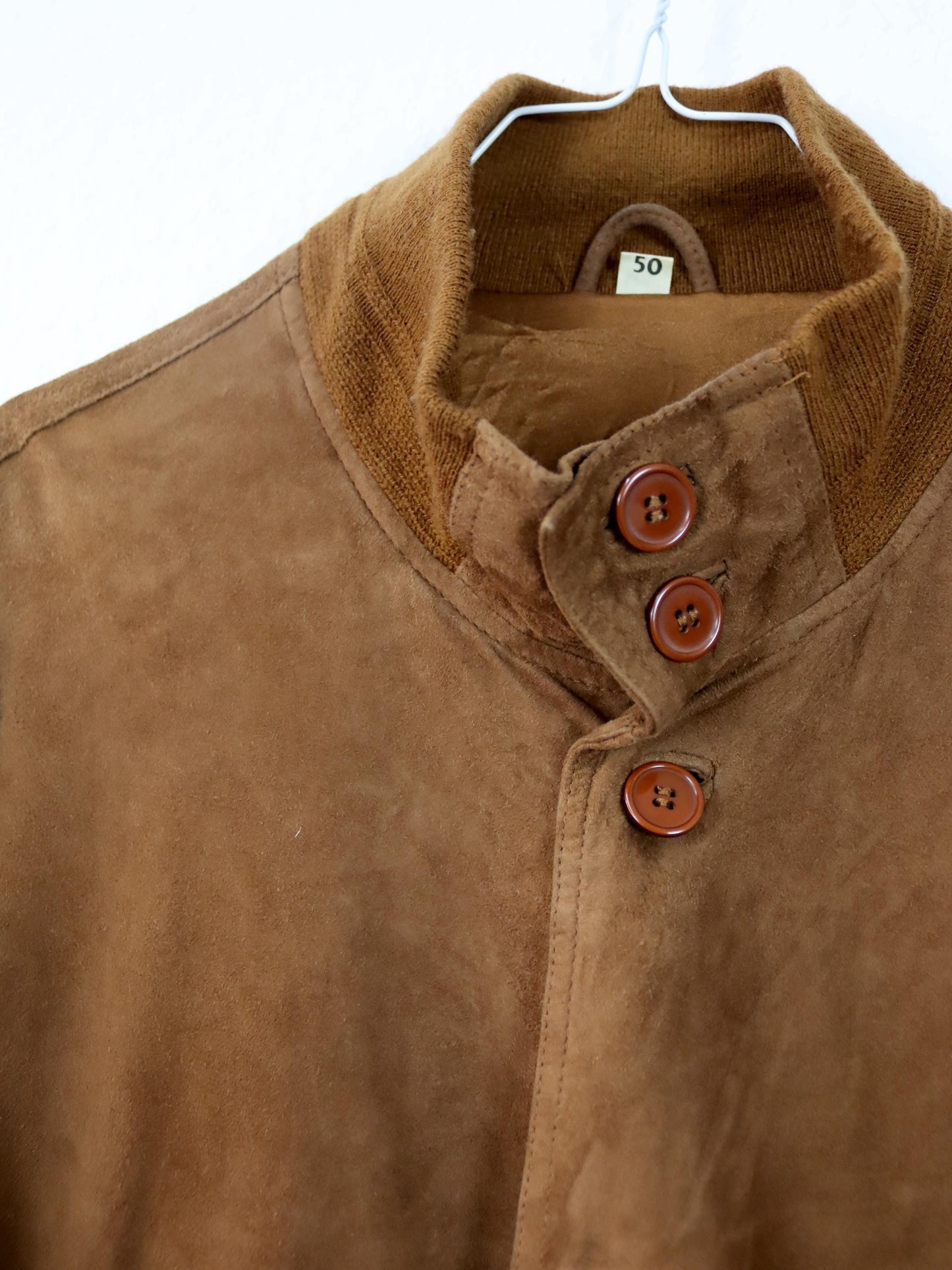 Vintage 80er 90er Blouson Bomber Wildleder Lederjacke braun 50 L