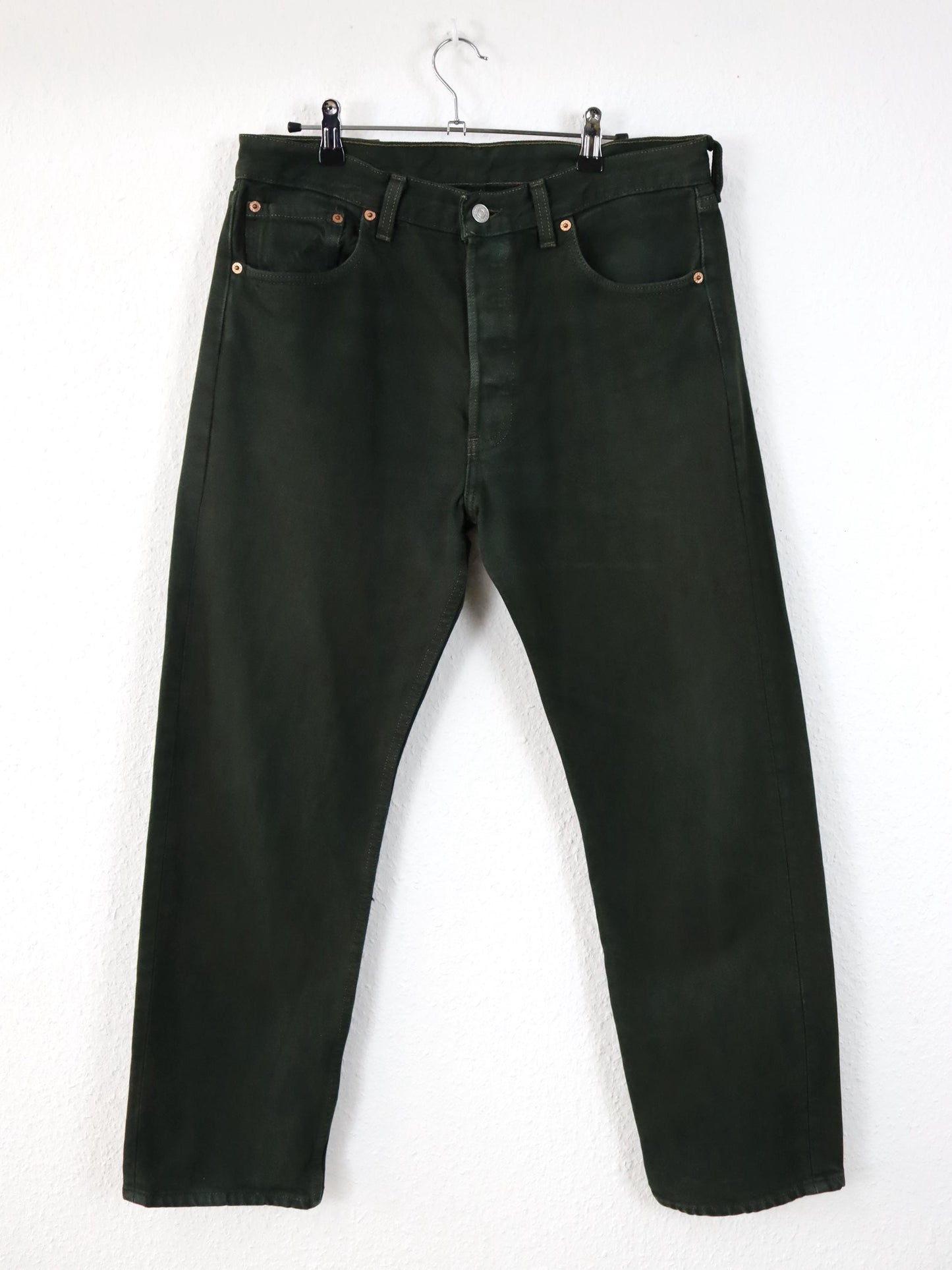 Vintage 80er 90er LEVIS 501 Jeans Hose dunkelgrün gerades Bein W34 L30