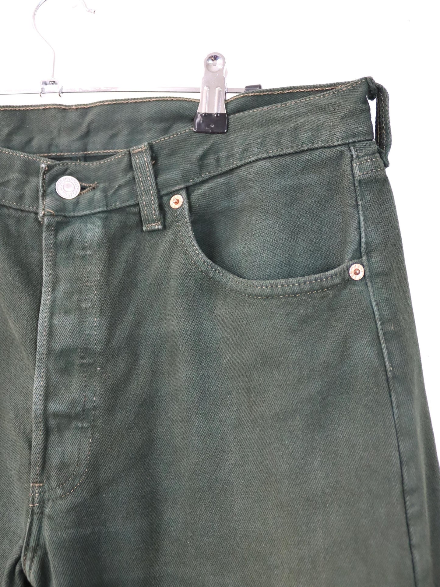Vintage 80er 90er LEVIS 501 Jeans Hose dunkelgrün gerades Bein W34 L30