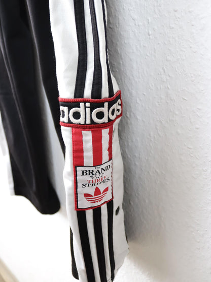 Vintage 80er 90er ADIDAS Jogginghose Trainingshose Adibreak schwarz weiß Knopfleiste D6 M