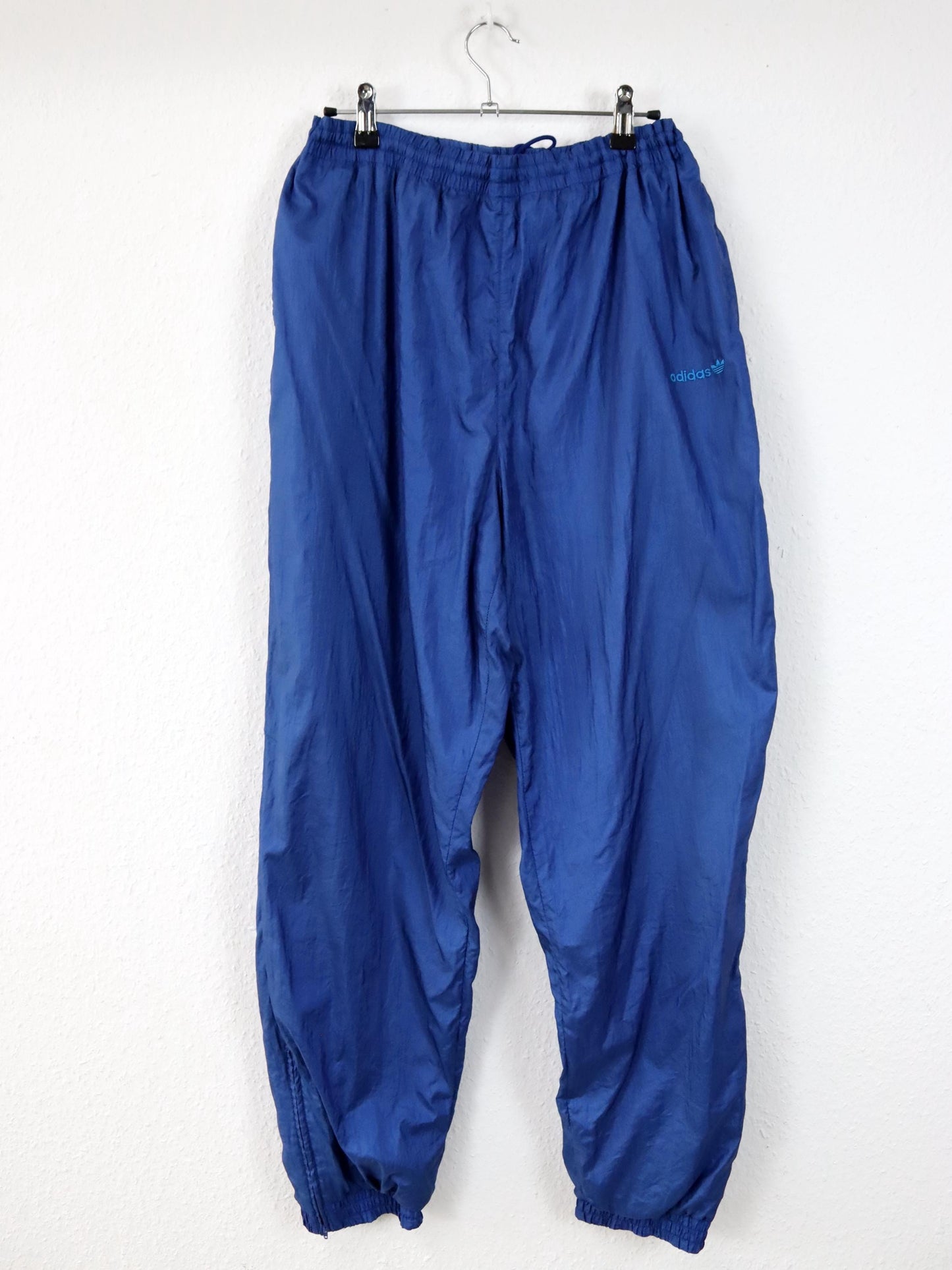 Vintage 80er 90er ADIDAS blaue Trainingshose Jogginghose seitliche Reißverschlüsse D7 L