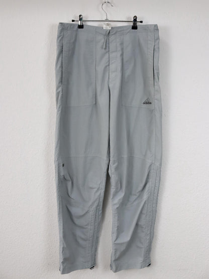 Vintage 90er Y2k ADIDAS Trainingshose mit Klettverschluss Jogginghose grau gestreift D5 M