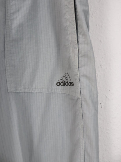 Vintage 90er Y2k ADIDAS Trainingshose mit Klettverschluss Jogginghose grau gestreift D5 M