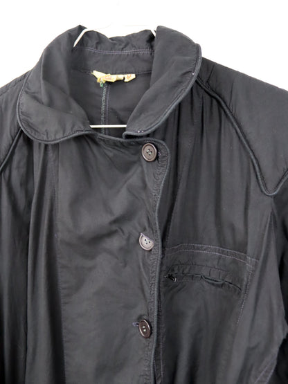 Vintage 80er 90er Overall Einteiler mit Gürtel schwarz lang Knopfleiste Schulterpolster M