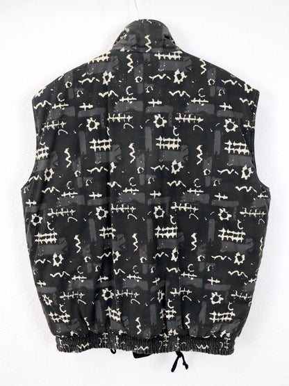 Vintage 80er 90er Wendeweste Weste crazy pattern weiß grau schwarz M/L