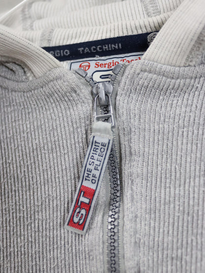 Vintage 80er 90er SERGIO TACCHINI Jacke kurz grau Kapuze M