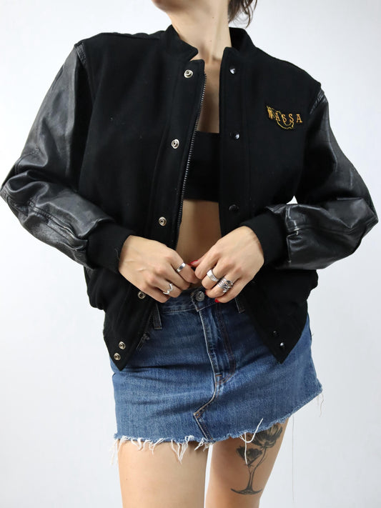 Vintage 80er 90er CHAAC NASSA College Jacke Bomberjacke Leder S