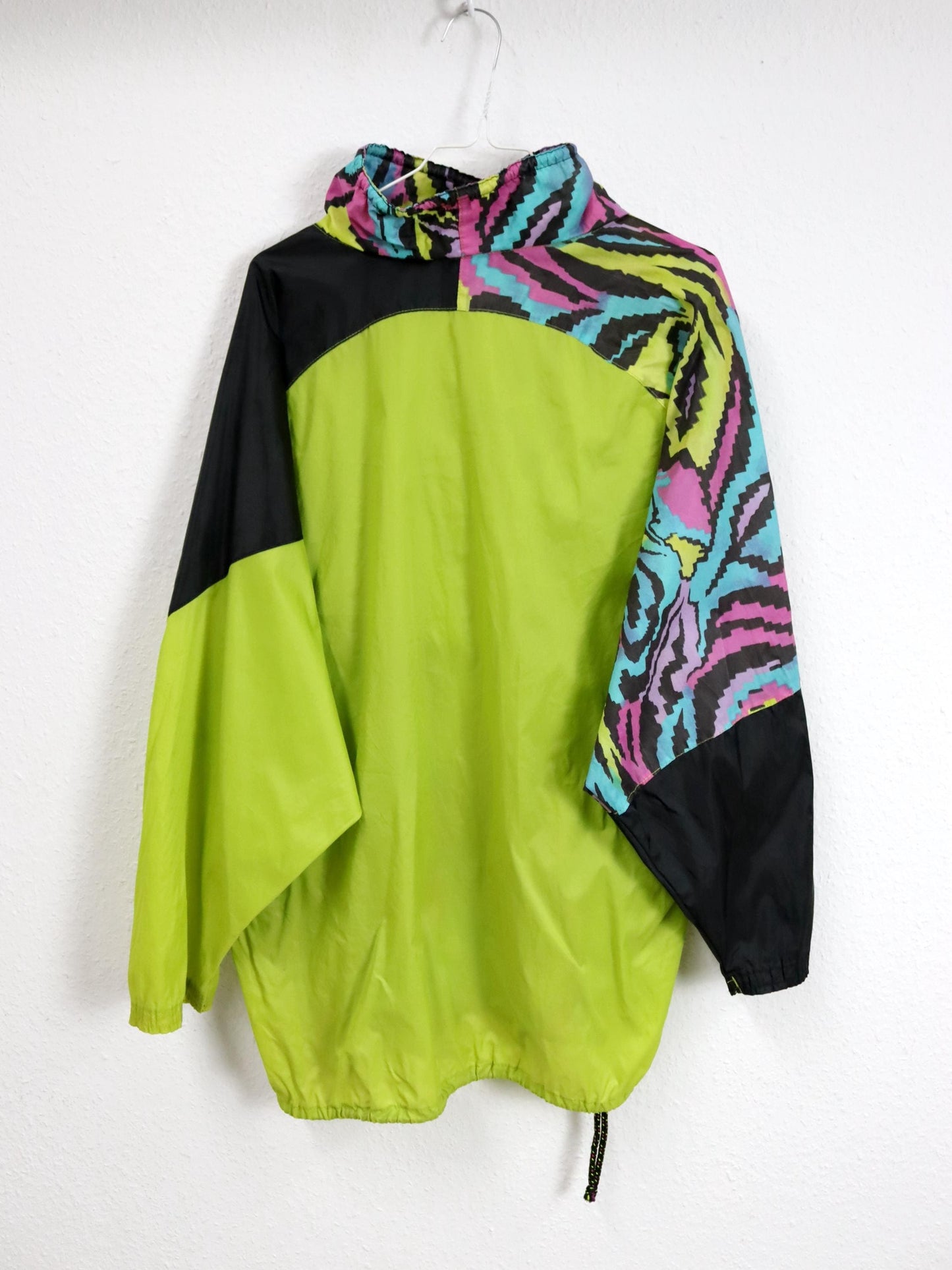 Vintage 80er 90er ANZONI Windbreaker Regenjacke Stehkragen crazy pattern bunt M
