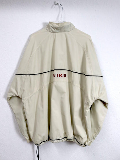 Vintage 90er Y2k NIKE Jacke leicht gefüttert Trainingsjacke cremeweiß Stehkragen XL