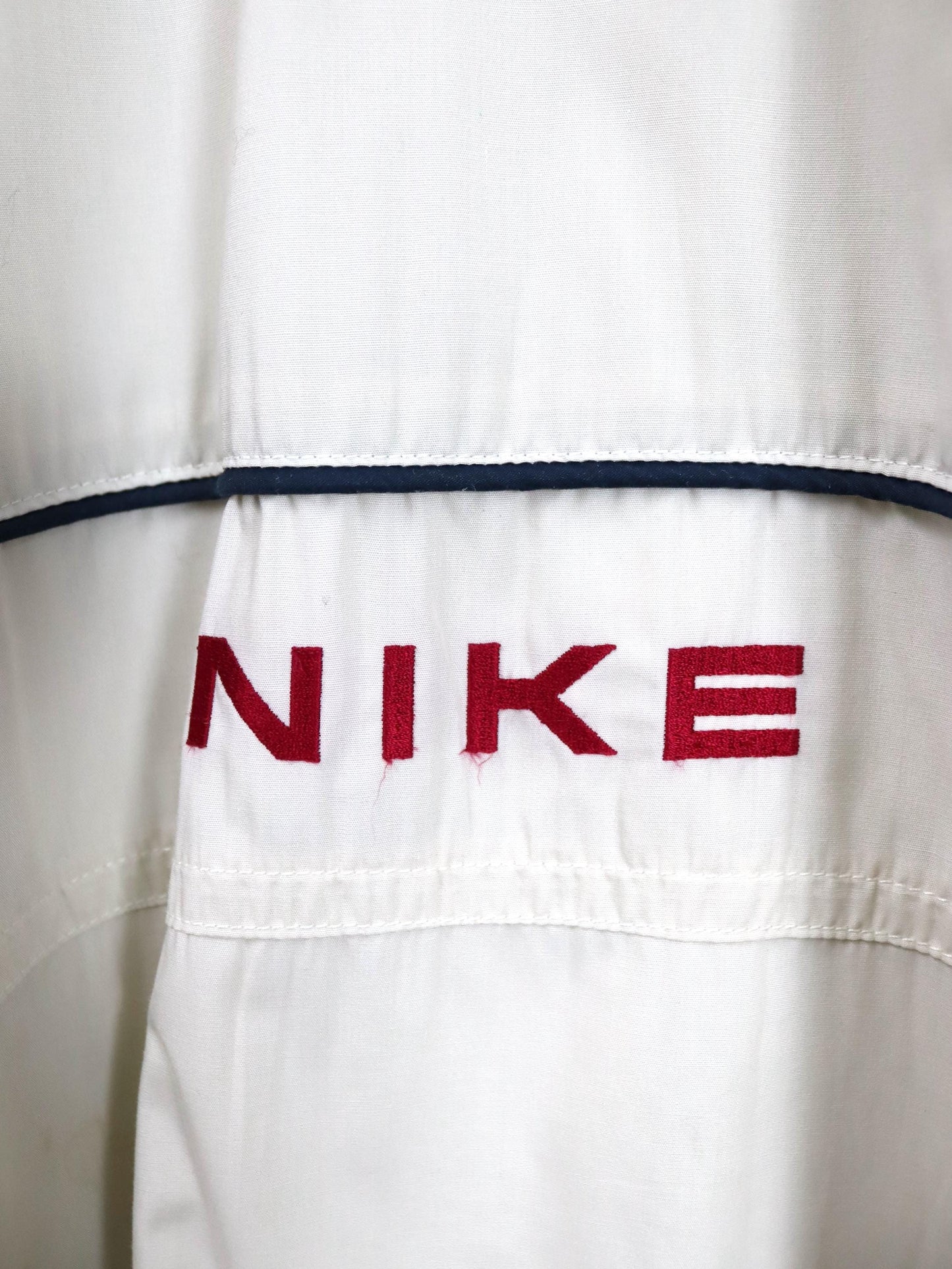 Vintage 90er Y2k NIKE Jacke leicht gefüttert Trainingsjacke cremeweiß Stehkragen XL