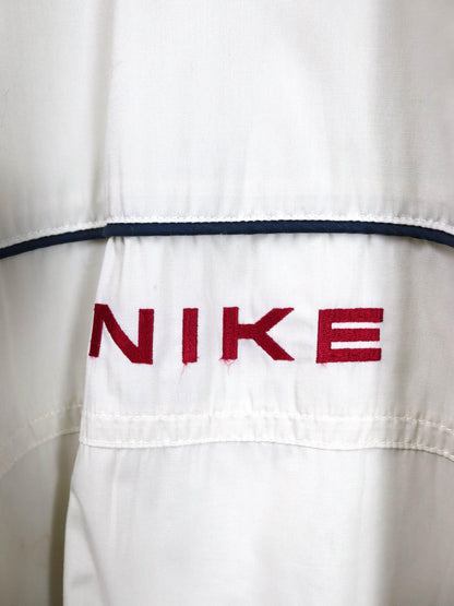 Vintage 90er Y2k NIKE Jacke leicht gefüttert Trainingsjacke cremeweiß Stehkragen XL