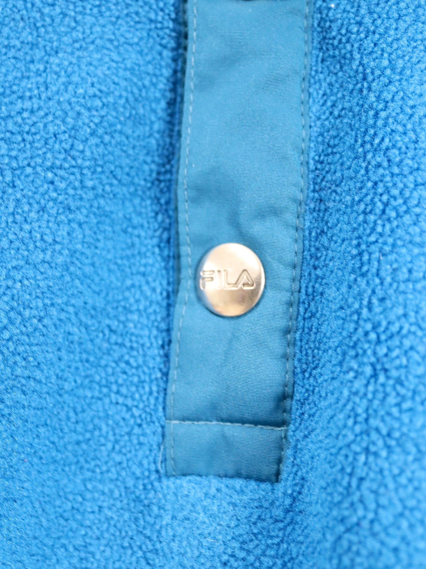 Vintage 80er 90er FILA Magic Line Fleecepullover Stehkragen blau Stickerei 48 M