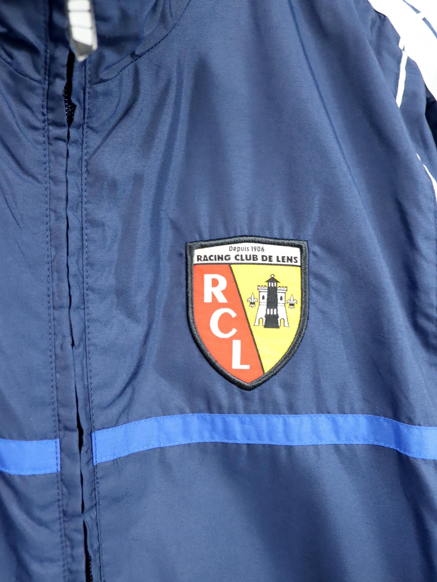 Vintage 90er Y2k NIKE ACG racing club de lens Trainingsjacke Stehkragen dunkelblau weiß S
