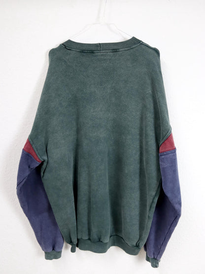 Vintage 80er 90er TEQUILA BOOM Sweatshirt Pullover Stickerei Yachting grün blau rot XXL