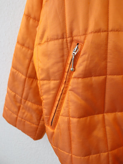 Vintage 80er 90er ONLINE Winterjacke Mantel gefüttert schwarz orange metallic Stehkragen 40 M