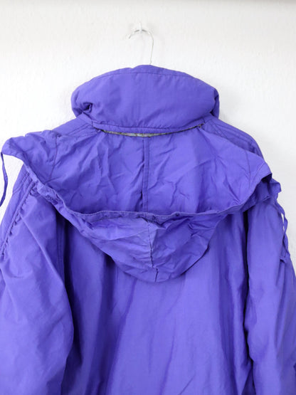 Vintage 80er 90er Toper Skijacke Winterjacke gefüttert Stehkragen lila Stickerei Blumen 42/44 L