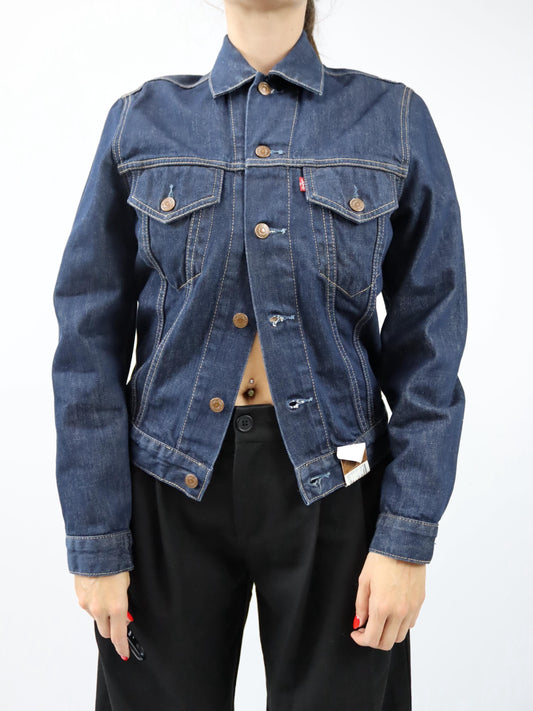 Vintage 80er 90er LEVIS Jeansjacke Denim dunkelblau Deadstock M