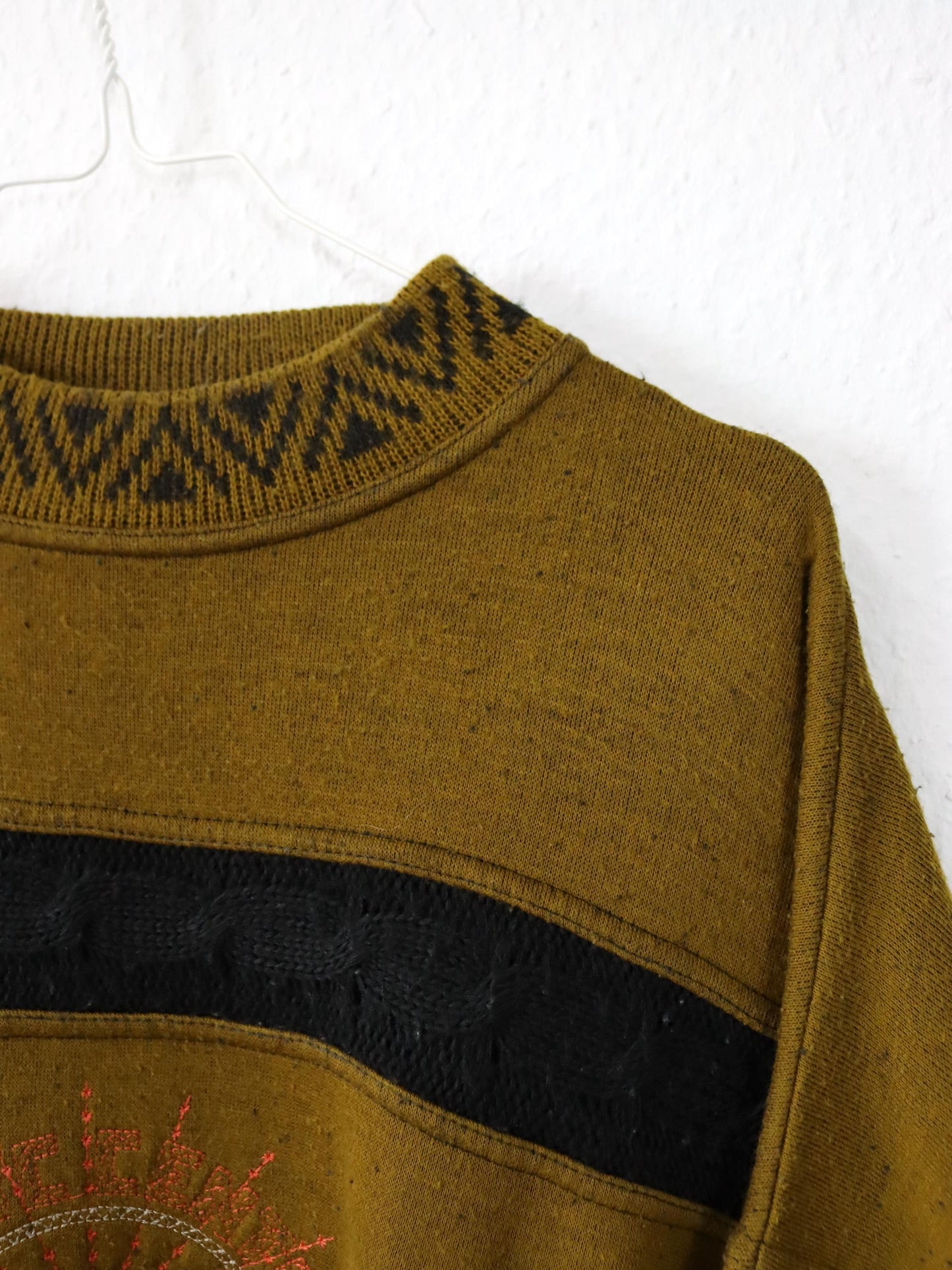 Vintage 80er 90er GAUGKO Sweatshirt Pullover Stickerei Strick Fleece innen XL