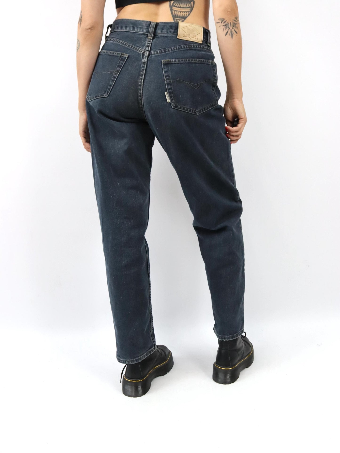 Vintage 80er 90er CASUAL NO. 1 Jeans Hose gerades Bein schwarz W34 L32