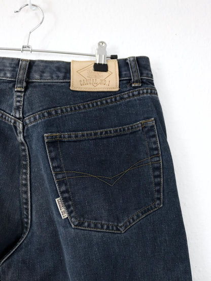 Vintage 80er 90er CASUAL NO. 1 Jeans Hose gerades Bein schwarz W34 L32