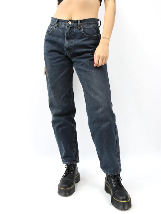 Vintage 80er 90er CASUAL NO. 1 Jeans Hose gerades Bein schwarz W34 L32