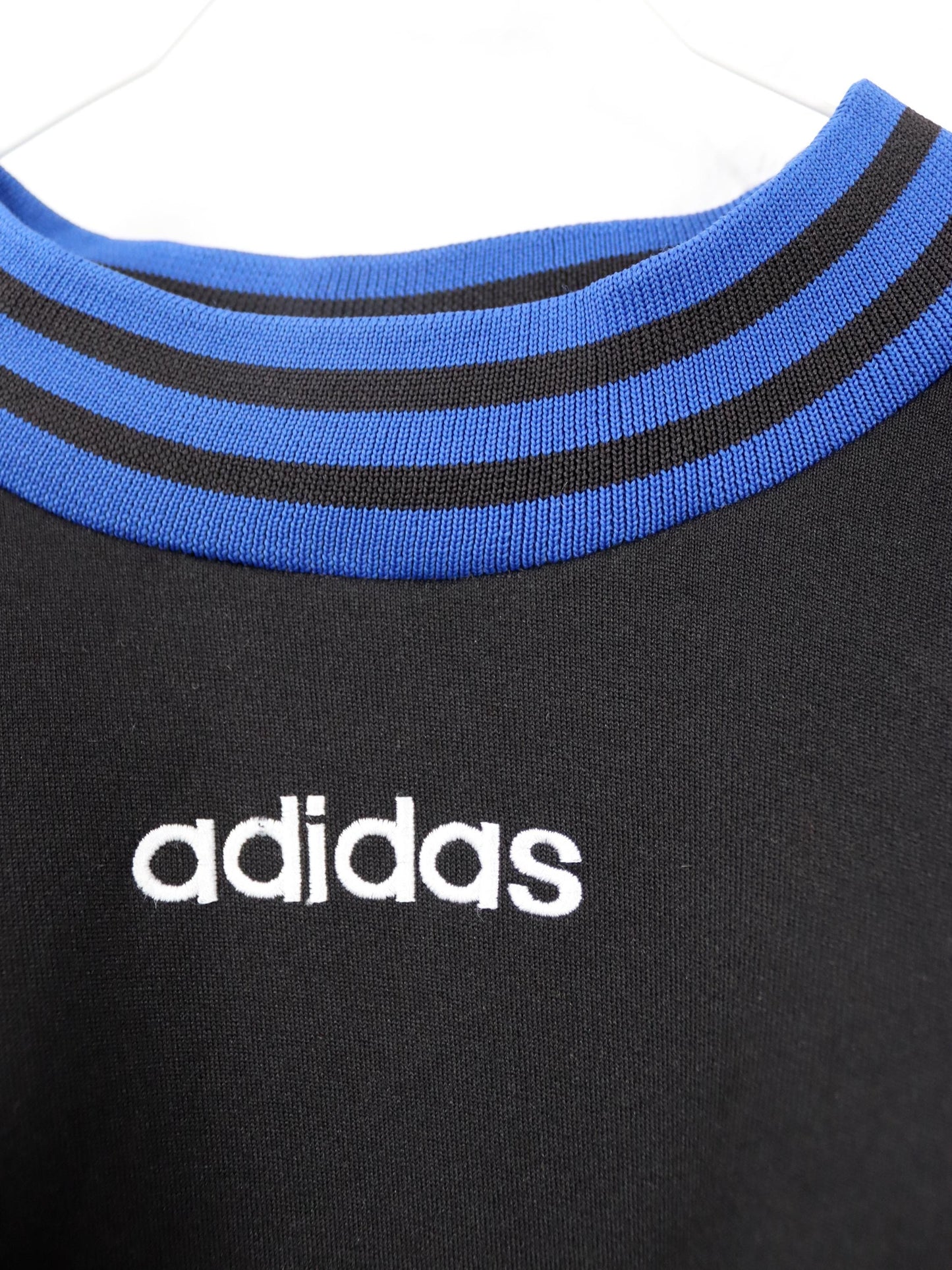 Vintage 80er 90er ADIDAS Sweatshirt Pullover schwarz blau D6 M