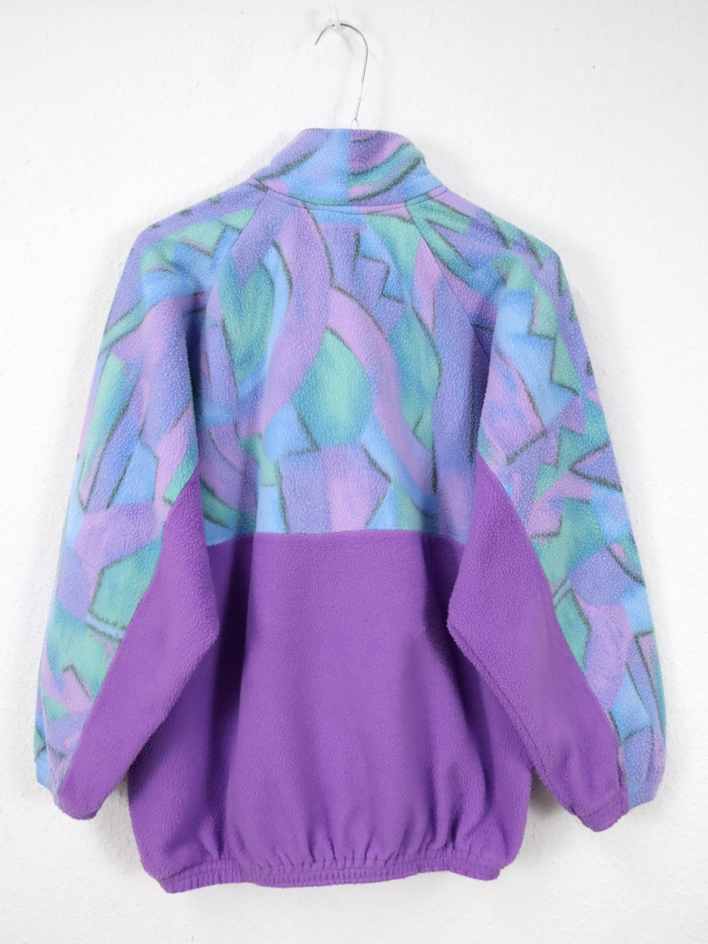Vintage 80er 90er Fleecepullover Pullover crazy pattern flieder Stehkragen M/L