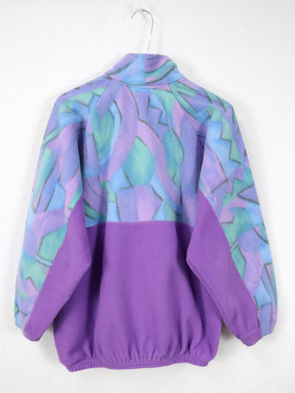 Vintage 80er 90er Fleecepullover Pullover crazy pattern flieder Stehkragen M/L