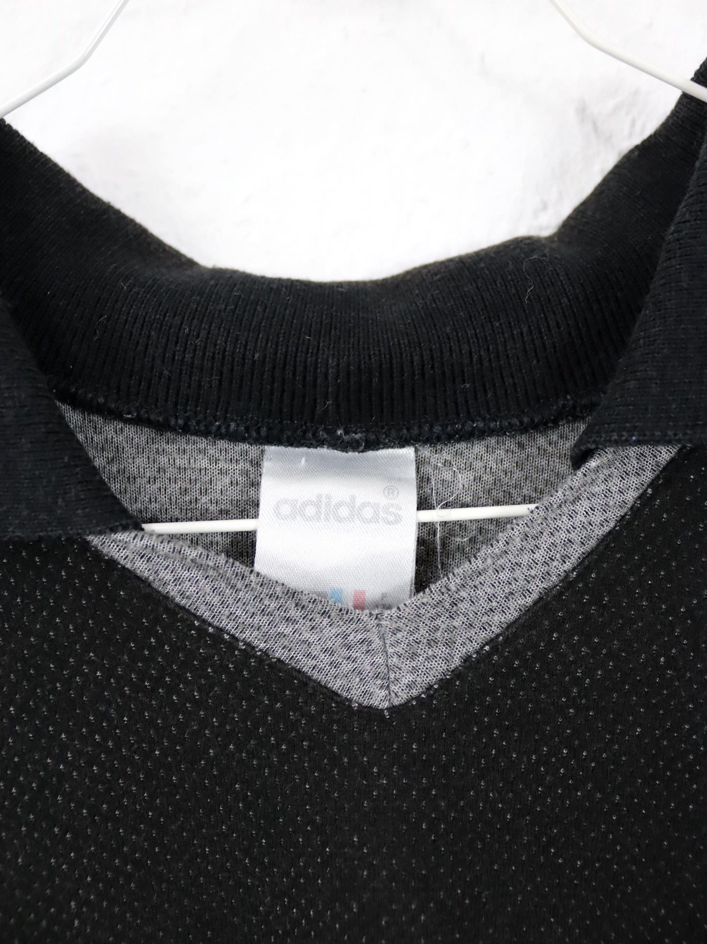 Vintage 80er 90er ADIDAS Poloshirt kurzarm schwarz grau D5 S/M