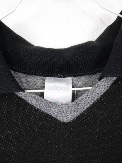 Vintage 80er 90er ADIDAS Poloshirt kurzarm schwarz grau D5 S/M