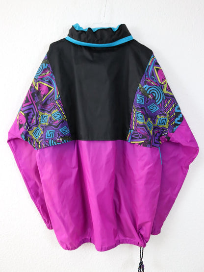 Vintage 80s 90s IVORY MAN rain jacket windbreaker crazy pattern colorful M