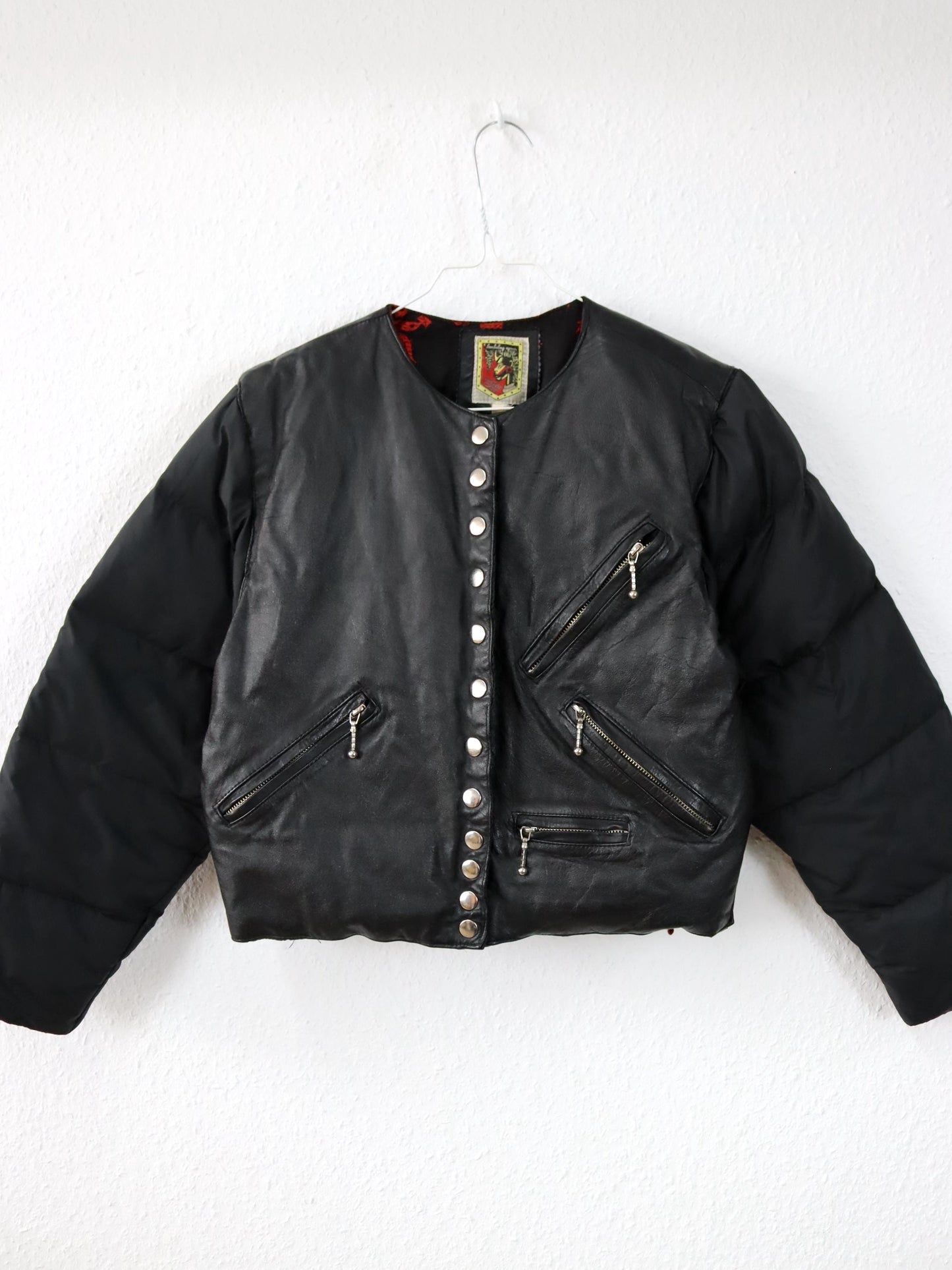 Vintage 80s 90s CASAMANCE EXPRESS puffer jacket down leather jacket black lined S