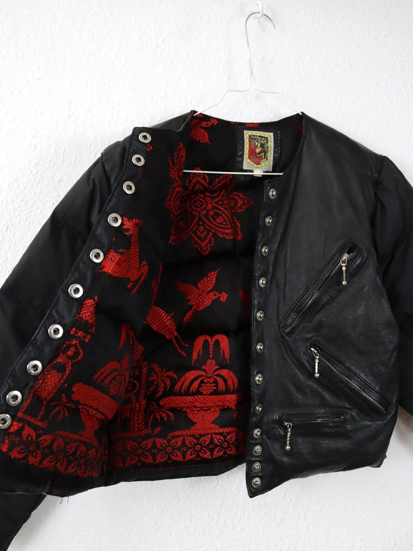 Vintage 80s 90s CASAMANCE EXPRESS puffer jacket down leather jacket black lined S