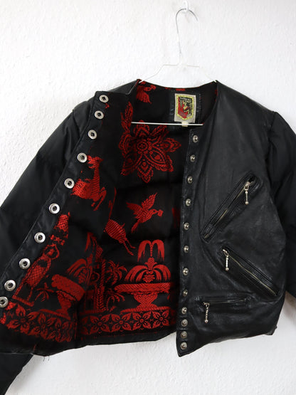Vintage 80s 90s CASAMANCE EXPRESS puffer jacket down leather jacket black lined S