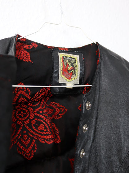 Vintage 80s 90s CASAMANCE EXPRESS puffer jacket down leather jacket black lined S