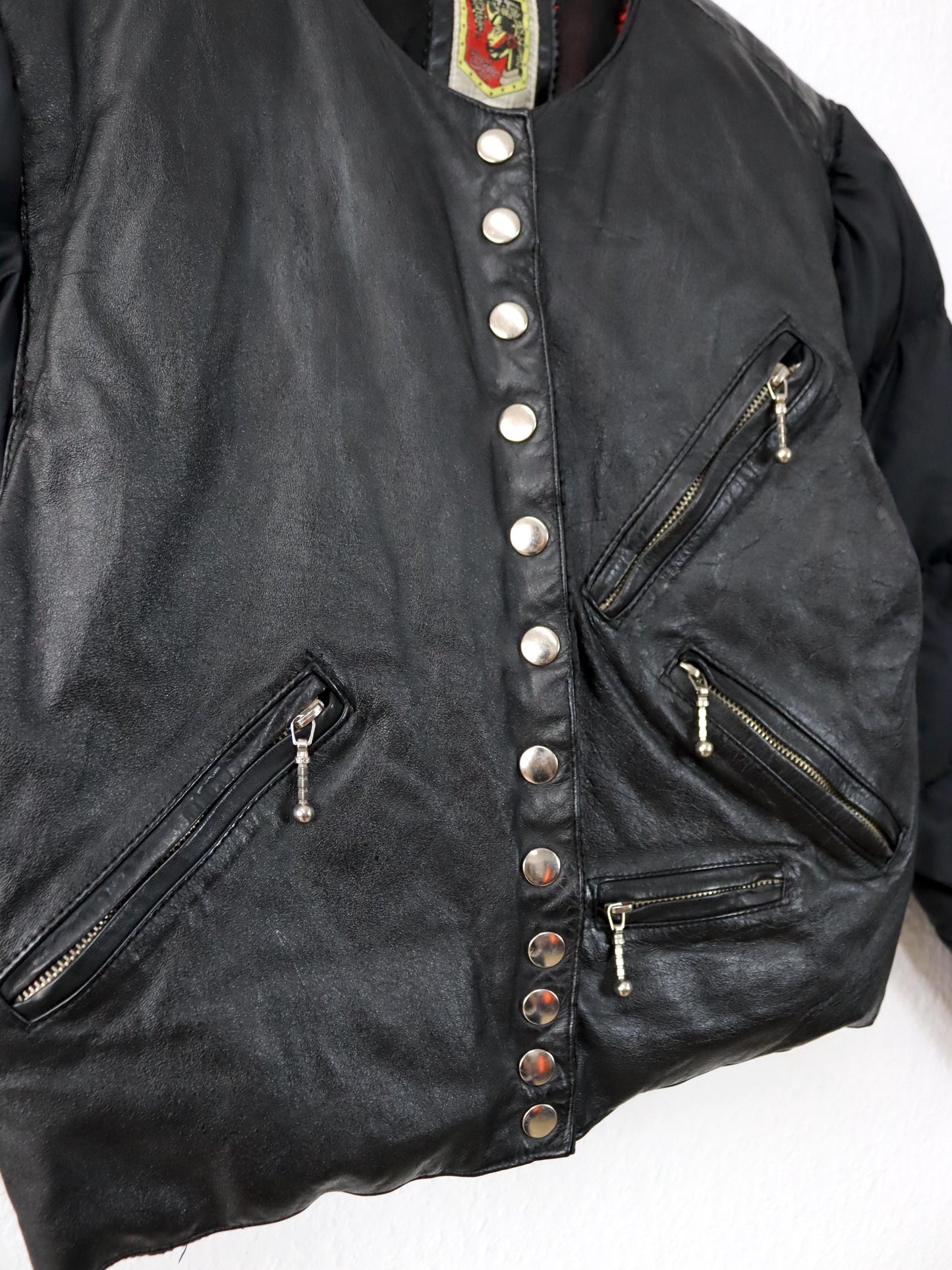 Vintage 80s 90s CASAMANCE EXPRESS puffer jacket down leather jacket black lined S