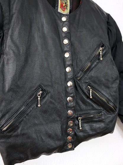 Vintage 80s 90s CASAMANCE EXPRESS puffer jacket down leather jacket black lined S
