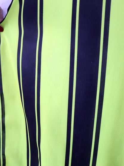 Vintage 80s 90s NIKE Team Sports jersey long sleeve polo collar striped neon yellow black XL