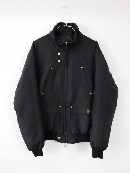 Vintage 80er 90er RICHLU by Miss Sixty Daunenjacke Jacke gefüttert Stehkragen schwarz gold M/L