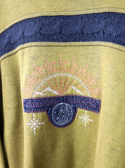 Vintage 80er 90er GAUGKO Sweatshirt Pullover Stickerei Strick Fleece innen XL