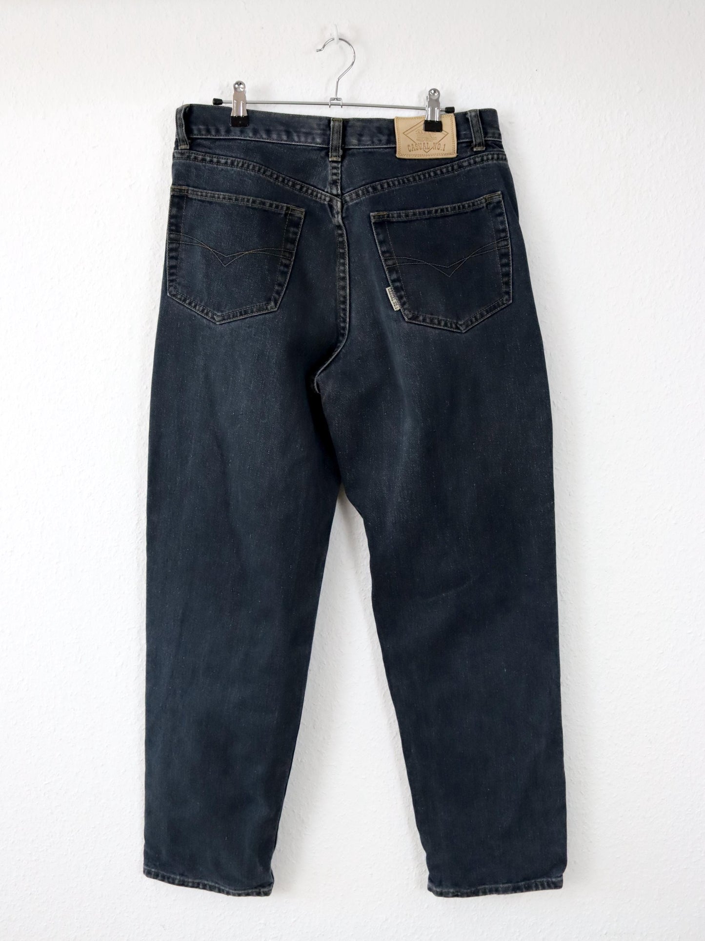 Vintage 80er 90er CASUAL NO. 1 Jeans Hose gerades Bein schwarz W34 L32