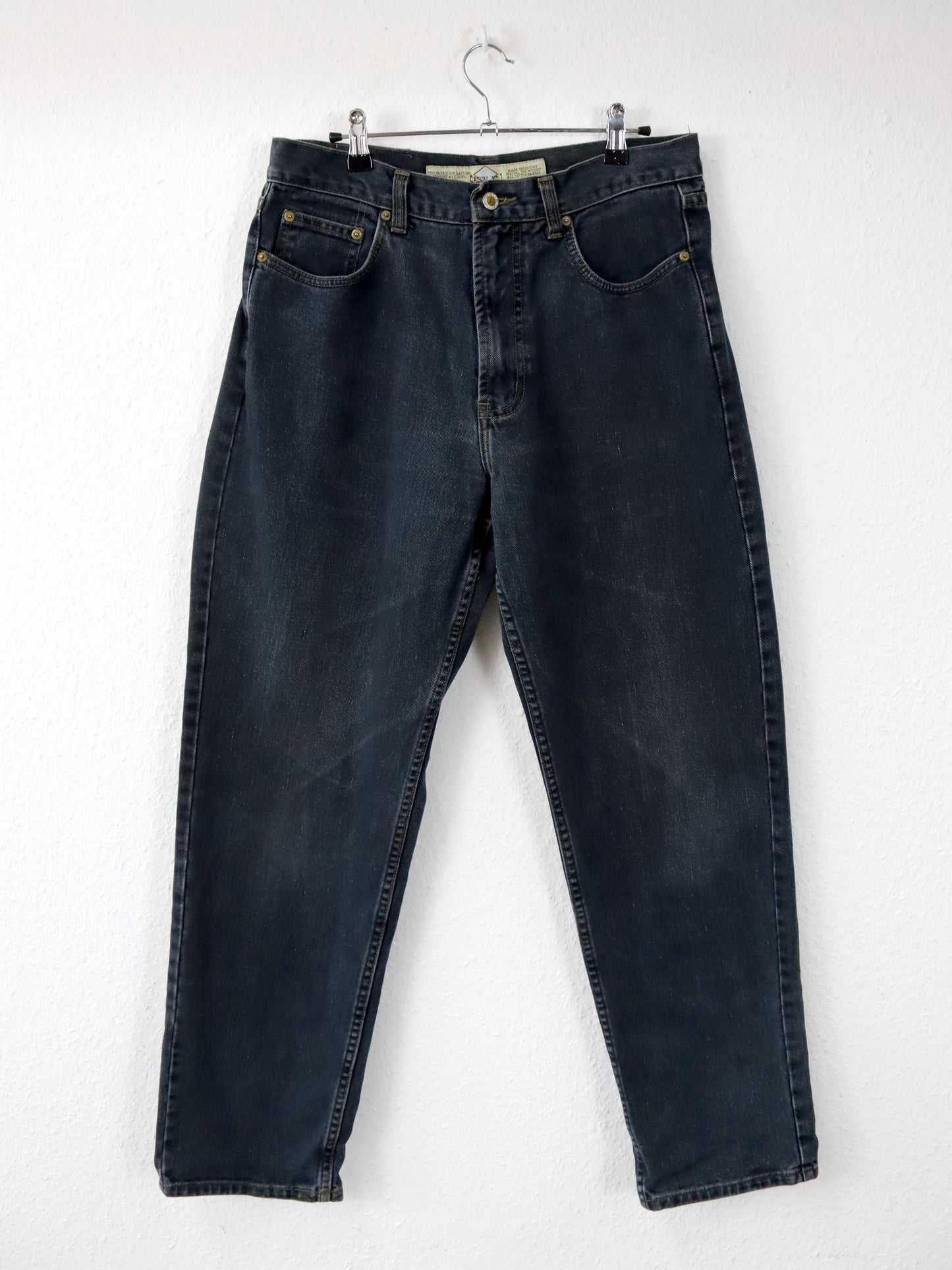 Vintage 80er 90er CASUAL NO. 1 Jeans Hose gerades Bein schwarz W34 L32