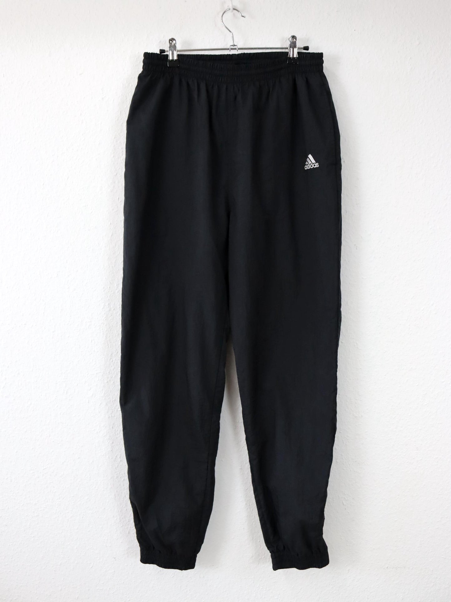 Vintage 80er 90er ADIDAS Jogginghose Trainingshose schwarz glänzend doppellagig M