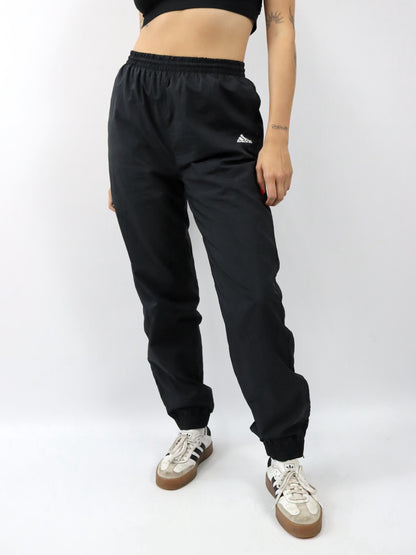 Vintage 80er 90er ADIDAS Jogginghose Trainingshose schwarz glänzend doppellagig M